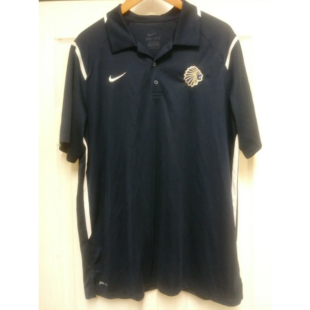 Nike Dri Fit Indian Chief Logo Performance Polo Shirt ‎ Mens Size Large